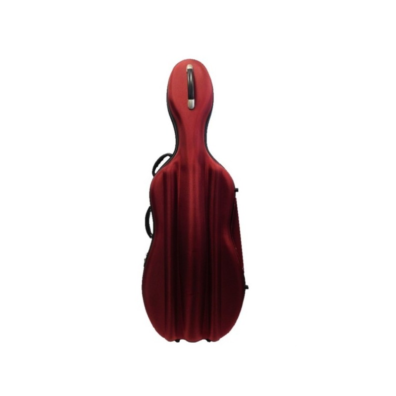 Etui coque nylon ultra-rigide pour violoncelle 4/4 avec roulettes - rouge