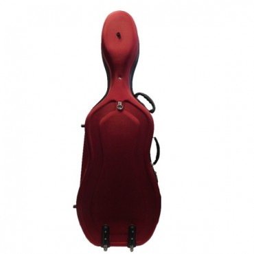 Etui coque nylon ultra-rigide pour violoncelle 4/4 avec roulettes - rouge