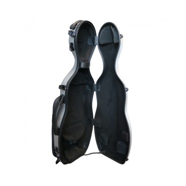 Etui violon 4/4 composite forme "petit violoncelle" Gris clair tressé métallique